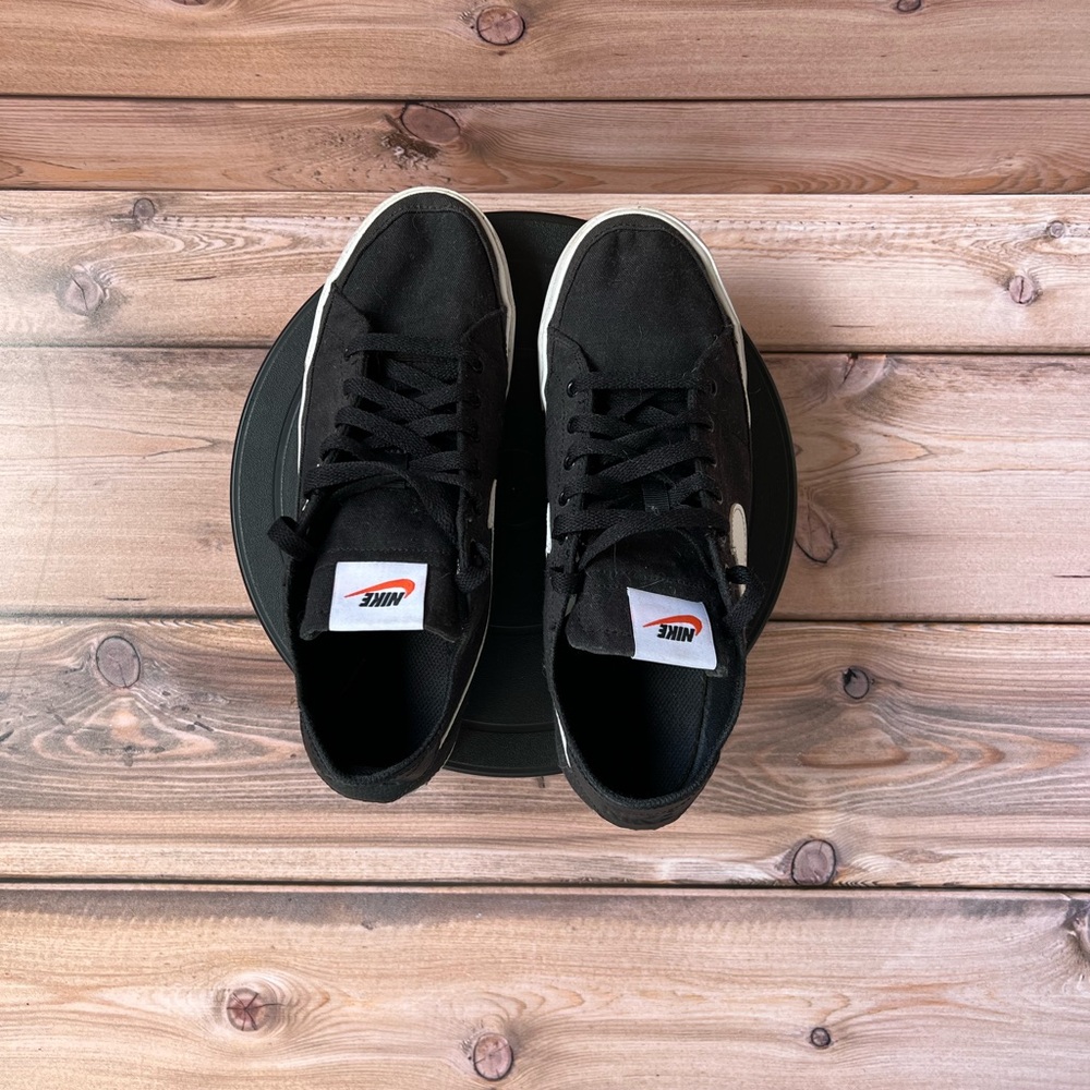 Nike Black Canvas Sneakers with White Soles - Picture 5 of 7